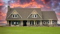 Country Farm Home House Exterior Large Custom Brown Farmhouse Dwelling Royalty Free Stock Photo