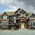 New Large House Home Dwelling Residence Under Construction Copper Roof Exterior Royalty Free Stock Photo