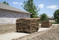 New lawn sod in front yard Royalty Free Stock Photo