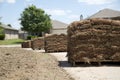 New lawn sod in the yard Royalty Free Stock Photo