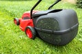 New lawnmower on green grass Royalty Free Stock Photo