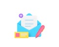 New letter message send correspondence communication 3d icon realistic vector illustration