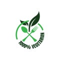 new lettering 100% percent vegan logo sign mark green vegetarian symbol vector icon element Royalty Free Stock Photo