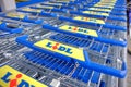 New Lidl shopping carts Royalty Free Stock Photo