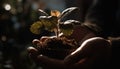 New life begins with organic planting, hands holding seedling outdoors generated by AI Royalty Free Stock Photo
