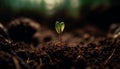 New life begins with small sapling, symbolizing growth and development generated by AI