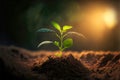 New Life concept with seedling growing sprout (tree). Generative ai Royalty Free Stock Photo