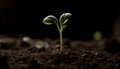 New life emerges from the soil, a small seedling grows