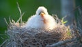 New life hatching, cute fluffy chick emerges from birds nest generated by AI