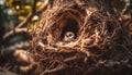 New life hatching, cute young bird sitting generated by AI