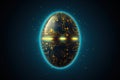 New Life Illustration. Easter egg icon shaped with blue neural connections