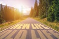 New life and old life concept. Driving on an empty road in the mountains to the New life and leaving behind the Old life Royalty Free Stock Photo