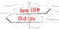 New life, old life - outline signpost with two arrows Royalty Free Stock Photo