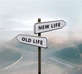 New life vs old life sign Royalty Free Stock Photo