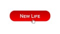 New life web interface button clicked with mouse cursor, red color, start-up Royalty Free Stock Photo