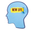 New life word in the person head Royalty Free Stock Photo