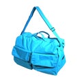 New light blue sport bag. Isolated on white Royalty Free Stock Photo