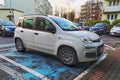 New light grey Fiat Panda four doors parked