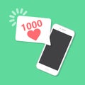 New 1000 like arrived on the smartphone. Notification concept Royalty Free Stock Photo