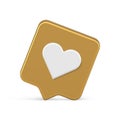 New like social media application internet alert golden badge template realistic 3d icon vector