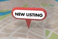 New Listing Home House for Sale Real Estate Map Pin 3d Illustration Royalty Free Stock Photo