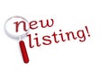 New listing with magnifying glass Royalty Free Stock Photo