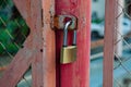 new lock on the iron door Royalty Free Stock Photo