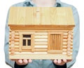 New log house on palms Royalty Free Stock Photo