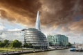 New London city hall with Thames river, panoramic view from Tower Bridge Royalty Free Stock Photo