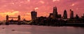 New London Skyline 2013 with deep red sunset