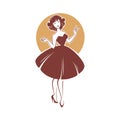 new look style girl, vector retro lady for your logo, label, emblem Royalty Free Stock Photo