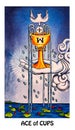 Ace of Cups Tarot Card New love Joy Happiness Happy News Contentment Beginnings of Love Conception Big Hearted Sharing Royalty Free Stock Photo