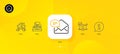 New mail, Online access and Typewriter minimal line icons. For web application, printing. Vector