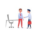 New male employee applicant and boss meeting at his office, recruitment concept vector Illustration on a white Royalty Free Stock Photo