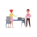 New male employee applicant and HR manager meeting at office, recruitment concept vector Illustration on a white