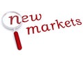 New markets with magnifying glass Royalty Free Stock Photo