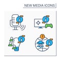 New media color icons set