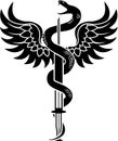 New medical symbol, a snake coiled around a syringe