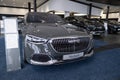 new Mercedes-Benz S-Class car in showroom, Maybach-Plug-in-Hybrid, driving comfort and innovative technologies, technological