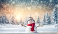 New Merry christmas and happy new year greeting card with copy space.Happy snowman Royalty Free Stock Photo