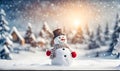 New Merry christmas and happy new year greeting card with copy space.Happy snowman Royalty Free Stock Photo