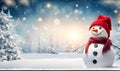 New Merry christmas and happy new year greeting card with copy space.Happy snowman Royalty Free Stock Photo