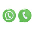 New message concept. 3d vector mobile application icon with notification. Green telephone symbol contact us, online
