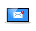 New message email notification computer vector alert reminder. Mail flat new design