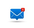 New message icon with notification. Envelope pointer with incoming message. Vector