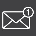 New message line icon, email and website button Royalty Free Stock Photo