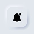 New message notification icon. Bell icon. Neumorphic UI UX white user interface web button. Neumorphism. Vector EPS 10 Royalty Free Stock Photo