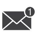 New message solid icon, email and website button Royalty Free Stock Photo