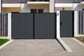 New metal gates and a fence in front of the house