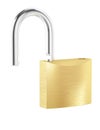 New metal opened padlock isolated on white background Royalty Free Stock Photo